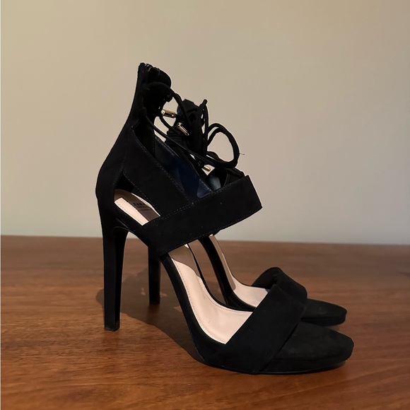 Zara TRF Black Suede Heels 39 - Picture 3 of 4